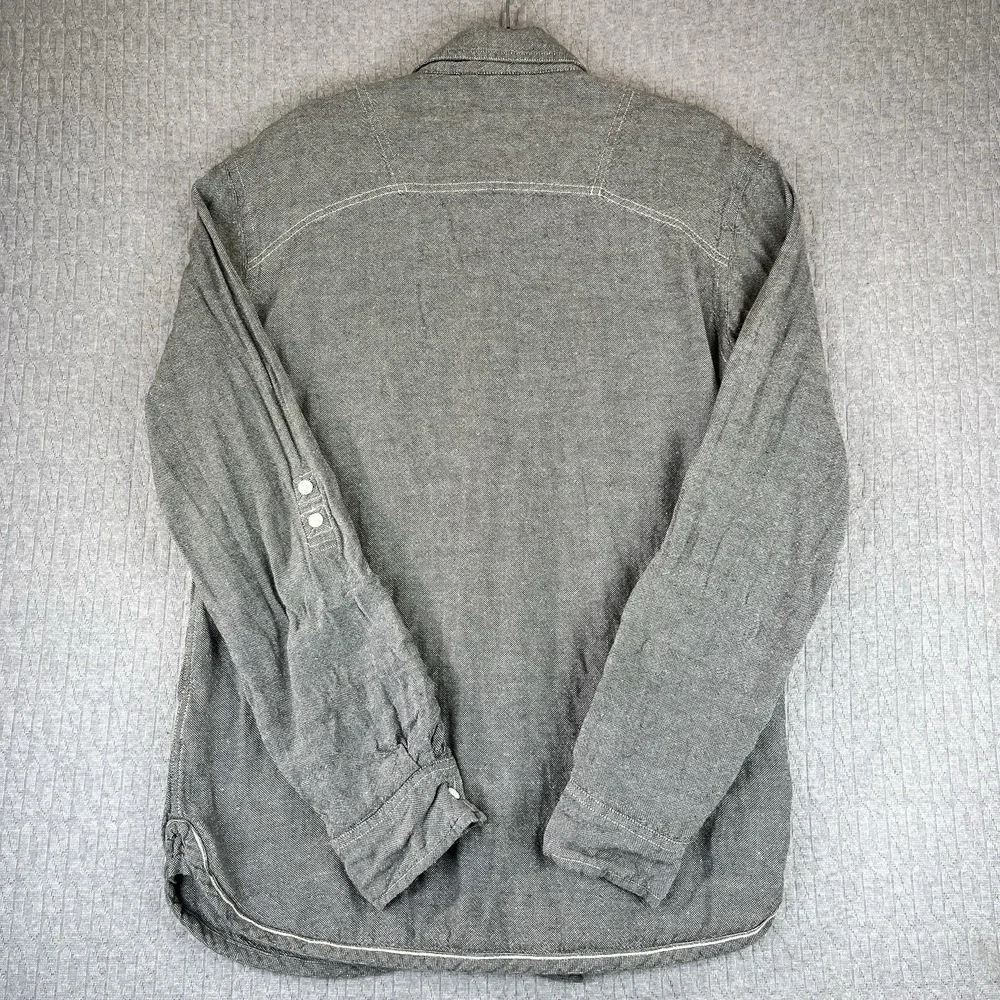 Levis Western Shirt Mens Small Gray Linen Blend Pearl‎ Snap Long Sleeve 3LDLW060